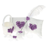 5pcs/set Satin Flower Girl Basket 7 * 7 inches Ring Bearer Pillow Guest Book Pen Holder V1294-YM0901-H20153PU