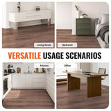 VEVOR Interlocking Vinyl Floor Tiles 48 x 7.3 inch, 10 Tiles 5.5mm Thick Snap Together, Deep Brown V952-LSYXJDDLSSZMN0E56V0