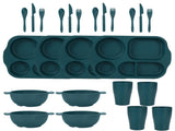Dark Green Durable Eco-Friendly Wheat Straw Dinnerware Set - 24 Pieces with Plates, Bowls, Cups & V888-ELOSUNG28146
