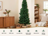 Jingle Jollys 2.4m Pre-Lit Christmas Tree Slim Pencil Xmas Tree Corner Tree XM-TR-SLIM-8FT-CORNER-LED