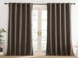 Coffee Vintage Linen 100% Blackout Curtains for Living Room, Thermal Insulated Curtains 95 Long, V1258-DP02-C-1291