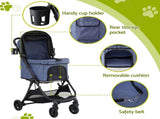 i.Pet Pet Stroller Pram Gravity Folding Dog Cage Large Travel Pushchair 4 Wheels PET-STROLLER-110G-BL