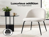 Artiss Dining Chairs Set of 6 Sherpa Boucle White MO-DIN-KJC150-VEL-WHX6