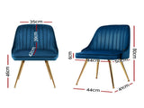 Artiss Dining Chairs Set of 4 Velvet Channel Tufted Blue UPHO-D-DIN203C-VEL-BLX4