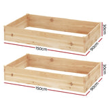 Green Fingers Garden Bed 150x90x30cm Wooden Planter Box Raised Container Growing GARDEN-WOOD-15090-FC2