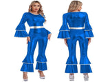 Women's Vintage 70s Disco Shiny Jumpsuit Bell Bottom Hippie Romper Cheerleading Uniform Halloween V1237-ZY-203-5271