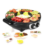 Electric 2 In 1 Non-Stick BBQ Plate Hot Pot Pan For Party Shabu Grill Barbecue 42cm V891-HW-28CMCW-X1