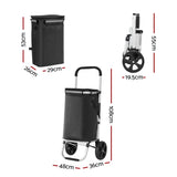 Emajin Shopping Trolley Cart Foldable 45KG Black ST-45L-OX-BK