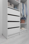 MALMO THREE SHELF/FOUR DRAWER WALK IN WARDROBE - SLIM SHAKER - WHITE V164-ECW4TB