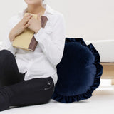 Round Throw Pillow, Soft Comfortable Velvet Ruffle Throw Pillow for Sofa, Chair, Bed, Window, Floor, V1370-AZ4-19439
