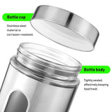Plated Silver Stainless Steel Kitchen Storage Canister with Glass Window 3Pcs V1370-AZ4-08818