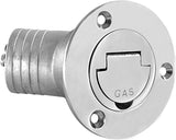 1-1/2" Boat Gas Deck Fill/Filler with Keyless Cap Screws, Marine Mirror Polished 316 Stainless V1259-DP01-A-1279