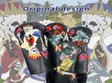 Golf Wood Club Cover Skull Poker Embroidery and Pu Leather Material Premium Golf Club Cover, Black V1192-AZ-W-9852