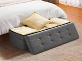 Foldable Storage Ottoman Bench, End of Bed Bench with Side Bags, Folding Upholstered Storage Chest V952-BYWSZYKZDK40FW7EP001V0