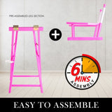 2X Director Movie Folding Tall Chair 76cm PINK HUMOR V274-FT-6015DC-PK2