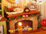 Miniature Dollhouse Kit DIY Christmas Realistic Mini 3D Wooden House with LED Lights Children's Day V1369-AZ3-W-16480