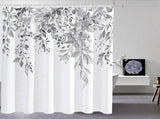 Light Grey Eucalyptus Shower Curtain, Watercolor Gray Leaves on The Top Plant with Floral Bathroom V1192-AZ-W-15352