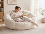 Levede Bean Bag Chair Faux Rabbit Fur Floral Shaped Reading Sofa Chair White BEAN1014-AU