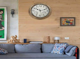 12inch Wall Clock,Retro Waterproof Clock with Displays Thermometer&Hygrometer,Noise-Free Clock for V1369-AZ3-W-11767
