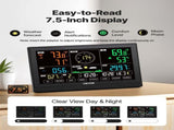 VEVOR 7-in-1 Wireless Weather Station, 190.5 mm VA Display, Solar Powered Outdoor Sensor, Rain V952-TYNQXZWX75AA08QNY001V3