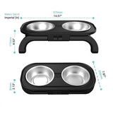 Adjustable Height Pet Food Bowl with Stainless Steel Double Bowls, Ergonomic Raised Cat Feeder for V1341-ZY-SVQS3765-BLACK