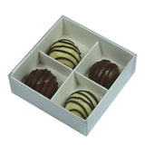100 Pack of White Card Chocolate Sweet Soap Product Retail Gift Box - 4 Bay Compartments - Clear V382-100CHOC4BAY
