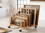 Artiss Wooden Art Drying & Canvas Storage Rack with Caster Wheels for Studio,Galleries,Classroom ASR-ADJ-6H-LW