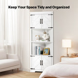 VEVOR 68" Corner Storage Cabinet with 4 Wooden Doors & Adjustable Shelves White V952-SJSNJSNJGD684LBBOV0