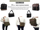 POLICE Wings Mens Canvas Backpack Bag with Laptop Computer Sleeve in Black V563-POL-34-BLK