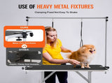 Pet Grooming Table Two Arms with Clamp, 117cm Dog Grooming Station, Foldable Pets Grooming Stand for V952-ZDMRZ46INCH0I6658V0