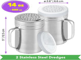 14oz Seasonings Spice Shaker Medium Holes, 2-pack 14oz Metal Parmesan Cheese Shaker V1259-DP01-F-551