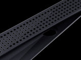 1000mm Bathroom Shower Black Grate Drain w/Centre outlet Floor Waste Square Pattern V63-832931