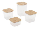 Food Storage Jars Plastic Airtight Containers with Bambusoideae Lids Kitchen Square Clear Canisters V1294-YM0901-3118250039811