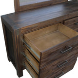 Dresser with 6 Storage Drawers in Solid Acacia & Veneer With Mirror in Chocolate Colour V43-DRS-NOW-CH