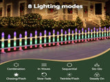 Jingle Jollys 3m Solar Christmas Fence Lights Outdoor Garden Path Decor Multicolour 8pc XMAS-MOT-FENCE-MC