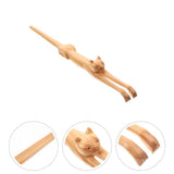 Wooden Cat Shaped Back Scratcher Massage Tool for Relaxation, Non-Slip Handle V1369-AZ3-W-11368