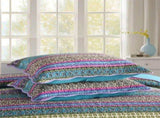 100% Cotton Violet Lagoon Floral Stripe Coverlet Bedspread Set V745-MMPAC06193Q13U