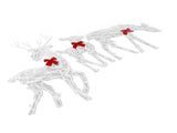 3 Piece Lighted Christmas Deer Family Set Outdoor Yard Decoration with LED Lights Red Bows Mother V1294-YM0710-3111230254211
