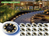 solar ground disk lights, outdoor lighting Australia, 8 LED lights, stainless steel solar lights, V1106-124-56785-WAR-16PCS