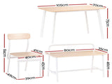 Artiss Dining Table and Chairs Set of 4 Bench Kitchen Furniture Natural and White DSET-D-BH10-OA