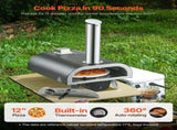 Outdoor Pizza Oven, 12 in Wood Fired Pizza Ovens, Pellet Pizza-Stove with Thermometer & Electric V952-BXPSLDNZWDJPCLPZU001V9