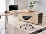 Saddle Rolling Stool, PU Leather Rolling Stool with Wheels, 360&deg Swivel Drafting Stool with V952-MADHSJSMADWK1IEB9V0