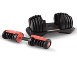 Powertrain 24kg Adjustable Dumbbells 15-in-1 Home Gym Weights Red DMB-BF1-024-1