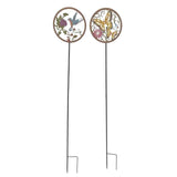 Set 2 Asst Round Bird Butterfly Garden Stakes 110cm V637-24859STK