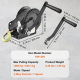 VEVOR Hand Winch, 544.3 kg Pulling Capacity, Boat Trailer Winch Heavy Duty Rope Crank with 7 m V952-CYSDJP1200BDE18BEV0