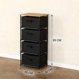 CARLA HOME 4 Drawer Fabric Storage Dresser - Steel Frame - Black - Storage Rack - Rustic V178-36406
