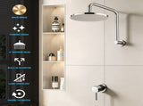 Cefito 9'' Rain Overhead Swivel Shower Head with Wall Bathroom Mixer Silver SHOWER-A3-RO-9-SI-MIXER-RO