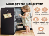 Keezi Kids Wooden Kitchen Playset 29pc Food Set Black White PLAY-WOOD-TAP-3IN1