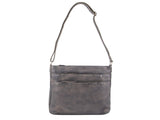 Milleni Ladies Nappa Leather Zip Closure Cross Body Bag Travel - Slate V563-NL2439-SLATE