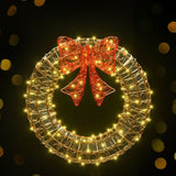 0.6M Christmas Lights 160 LED Motif Solar Wreath Xmas Decorations Jingle Jollys XMAS-MOT-D-WREATH-GD